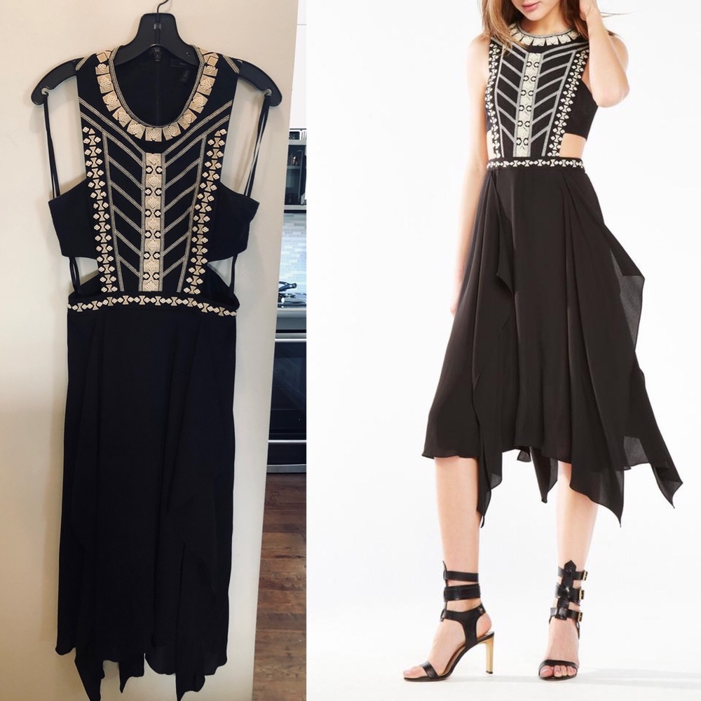 BCBGMAXAZRIA Adelia Cutout Embellished Midi Dress